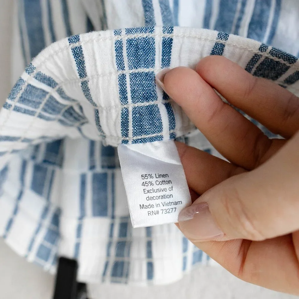 Sonoma XXL Linen Cotton Wide Leg Pants Blue White Stripe Drawstring 30” Inseam - Picture 8 of 9